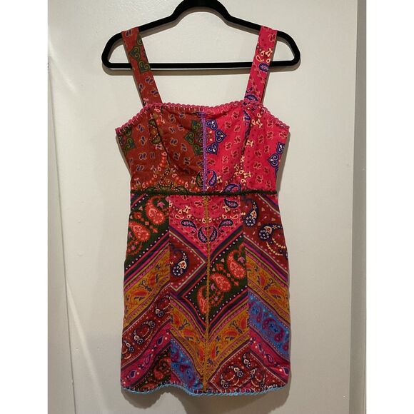 FARM Rio Dresses & Skirts - FARM RIO Red Patchwork Bandana Sleeveless Embroidered Mini Dress Women's Medium